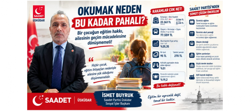 SAADET PARTİSİ ÜSKÜDAR’DAN EĞİTİM MALİYETLERİNE TEPKİ - GÜNDEM - İnternetin Ajansı